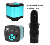 Telecamera per visione artificiale Pieno HD 2K 48MP 21MP Video Lab. VGA HDMI USB. Fotocamera del microscopio 13. 0x 180x. Zoom c montaggio lente for PCB. Guarda la saldatura della riparazione del tele