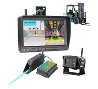 Telecamera Posteriore Kit Radar BSD Per Posizionamento Batteria Magnetica Per Carrello Elevatore HD Da 7 '' IPS Digitale Senza Fili DVR(Add 128GB,Monitor with 2camera)