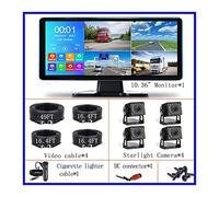 Telecamera Posteriore per Auto 10.36 "Touch 4 Canali Split Screen Car MP4 Recorder Monitor Con AHD Backup Camera DVR for Camion Bus Pickup Trailer(Monitor add 4 Camera-03,None)