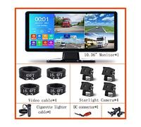 Telecamera Posteriore per Auto 10.36 "Touch 4 Canali Split Screen Car MP4 Recorder Monitor Con AHD Backup Camera DVR for Camion Bus Pickup Trailer(Monitor add 4 Camera-01,None)