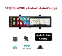 Telecamera Posteriore per Auto 3 telecamere Dash Cam 1080P Specchio for auto Registrazione video Carplay e Auto Connessione wireless Navigazione GPS DVR(With 64G Card)