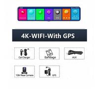 Telecamera Posteriore per Auto 4K 3840 * 2160P 12 pollici Dvr for auto Dash Cam GPS APP Specchietto retrovisore 1080P Videocamera for auto Videoregistratore Parco Monitor(33NG-10,No card)