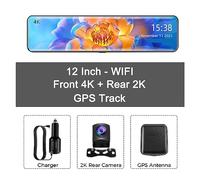 Telecamera Posteriore per Auto Anteriore 4K 2160P Auto Dvr Posteriore 2K 1440P Fotocamera Specchietto retrovisore IMX415 Videoregistratore GPS Track Auto Registrar Dash Cam(Dual lens-GPS,Without card)