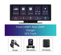 Telecamera Posteriore per Auto Dashcam Recorder 4K Wireless Carplay e Auto Dashboard Camera Video DVR Dual Lens Aux Output Mirror(Dual Lens - GPS,With 64GB Card)