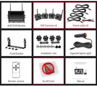 Telecamera Posteriore per Auto HD 7 pollici AHD Wireless Dual Antenna 4 canali Monitor DVR for auto 720P Registratore di backup inverso for veicolo Telecamera for camion autobus(4 cameras)
