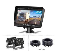 Telecamera Posteriore per Auto Monitor da 7 pollici for auto da camion 2CH DVR Video registratore dello schermo IPS for camper Reverse Backup Vehicle Camera DC 12-24V(Type1)