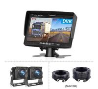 Telecamera Posteriore per Auto Monitor da 7 pollici for auto da camion 2CH DVR Video registratore dello schermo IPS for camper Reverse Backup Vehicle Camera DC 12-24V(Type2)