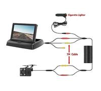Telecamera Posteriore per Auto Monitor for auto con telecamera posteriore 4.3 "TFT LCD HD Screen LED Telecamera di backup for parcheggio di veicoli Facile installazione(4LED-7M)