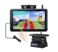 Telecamera Posteriore Telecamera Backup Wireless Con Ricarica Solare Magnetica Wifi Con Registratore DVR Da 5 Pollici Allarme Punto Cieco BSD Per Camion Rimorchio(64G,1cam add monitor)