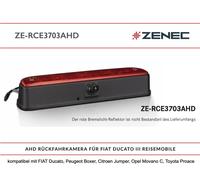 ZENEC ZE-RCE3703AHD - AHD Luci di arresto Telecamera Posteriore Fotocamera, Luce Freno Compatibile con Fiat Ducato, Peugeot Boxer, Citroen Jumper, Camper, Caravan