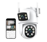 Telecamera PTZ 4K 8MP Dual Lens Screen Zoom digitale 4X IP 4MP HD Auto Tracking Sorveglianza CCTV esterna Rilevamento del movimento(8MP Add 32G SD Card)