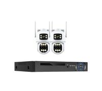 Telecamera PTZ WiFi a tre obiettivi da 9 MP, zoom 8X, sistema di sorveglianza POE NVR a 10 canali, monitoraggio automatico, kit di videosorveglianza di sicurezza CCTV(1T,2 CAMERAS 10CH NVR_US PLUG)