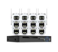 Telecamera PTZ WiFi a tre obiettivi da 9 MP, zoom 8X, sistema di sorveglianza POE NVR a 10 canali, monitoraggio automatico, kit di videosorveglianza di sicurezza CCTV(2T,8 CAMERAS 10CH NVR_EU PLUG)