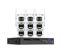 Telecamera PTZ WiFi a tre obiettivi da 9 MP, zoom 8X, sistema di sorveglianza POE NVR a 10 canali, monitoraggio automatico, kit di videosorveglianza di sicurezza CCTV(4T,6 CAMERAS 10CH NVR_AU PLUG)