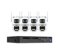 Telecamera PTZ WiFi a tre obiettivi da 9 MP, zoom 8X, sistema di sorveglianza POE NVR a 10 canali, monitoraggio automatico, kit di videosorveglianza di sicurezza CCTV(4T,4 CAMERAS 10CH NVR_AU PLUG)
