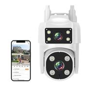 Telecamera PTZ WIFI IP da 2 MP con doppio obiettivo, schermo a colori, visione notturna, AI, tracciamento umano, telecamere CCTV wireless per esterni, super HD (solo fotocamera)