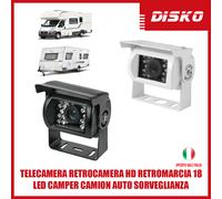 TELECAMERA RETROCAMERA HD RETROMARCIA 18 LED CAMPER CAMION AUTO SORVEGLIANZA