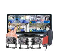 Telecamera Retromarcia Di Registrazione DVR Per Veicoli A 4 Canali Visione Notturna A Infrarossi Telecamere Di Backup 1080P AHD Da 10,36 Pollici Monitor Tattile MP5 FM Per Camion(128G,B)