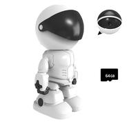 Telecamera robotica con rilevamento del movimento for interni wireless, telecamera for interni WiFi 1080P con visione notturna a infrarossi for la sicurezza domestica, comunicazione bidirezionale(bian