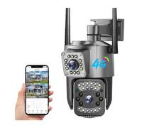 Telecamera Sim Card 4G 4K 8MP Dual Lens Telecamera IP PTZ esterna Telecamera IP Smart Night Vision Protezione di sicurezza CCTV Dome Camara(4MP 4G Cam 128GB)