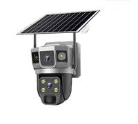 Telecamera solare 4G con registrazione 24 ore su , scheda SIM, visione notturna luce nera, rilevamento PIR, monitor CCTV a doppia lente, batteria integrata , Aiuto al monitoraggio(Camera NO Card)