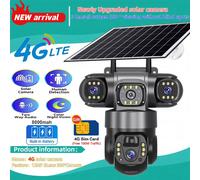 Telecamera solare 4G Sim Outdoor 3 lenti 3 schermi Zoom 10X PIR Rilevamento umano Telecamere Visione notturna impermeabile Protezione di sicurezza CCTV