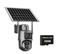 Telecamera solare 4G/WiFi con doppio schermo e obiettivo da esterno, 6 MP, 4K, batteria a basso consumo, telecamera IP, rilevamento umano PIR, protezione di sicurezza CCTV,Super HD(WiFi Cam Add 32G)