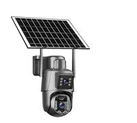 Telecamera solare 4G/WiFi con doppio schermo e obiettivo da esterno, 6 MP, 4K, batteria a basso consumo, telecamera IP, rilevamento umano PIR, protezione di sicurezza CCTV,Super HD(4G Camera No Card)