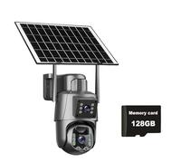 Telecamera solare 4G/WiFi con doppio schermo e obiettivo da esterno, 6 MP, 4K, batteria a basso consumo, telecamera IP, rilevamento umano PIR, protezione di sicurezza CCTV,Super HD(WiFi Cam Add 128G)