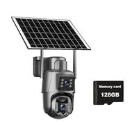 Telecamera solare 4G/WiFi con doppio schermo e obiettivo da esterno, 6 MP, 4K, batteria a basso consumo, telecamera IP, rilevamento umano PIR, protezione di sicurezza CCTV(WiFi Cam Add 128G)