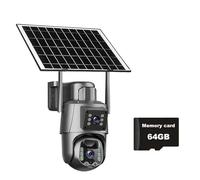 Telecamera solare 4G/WiFi con doppio schermo e obiettivo da esterno, 6 MP, 4K, batteria a basso consumo, telecamera IP, rilevamento umano PIR, protezione di sicurezza CCTV(WiFi Cam Add 64G)
