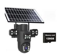 Telecamera solare 4G/WiFi con tre lenti, schermo da esterno, 6 MP, 6K, batteria a basso consumo, telecamera IP, protezione di sicurezza CCTV con visione notturna PIR,Super HD(4G Cam Add 128G)
