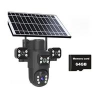 Telecamera solare 4G/WiFi con tre lenti, schermo da esterno, 6 MP, 6K, batteria a basso consumo, telecamera IP, protezione di sicurezza CCTV con visione notturna PIR,Super HD(4G Cam Add 64G)