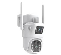 Telecamera solare 4K 8MP di monitoraggio WiFi wireless a doppio obiettivo impermeabile sicurezza esterna con rilevamento mobile PIR Installazione versatile(WIF Solar 32G Card)