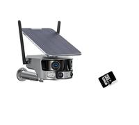 Telecamera solare 4K 8MP Dual Lens 4G esterna Angolo di visione ultra ampio 180 ° sicurezza for rilevamento umano PIR con zoom 4X Rilevamento del movimento(4G 128GB Card)