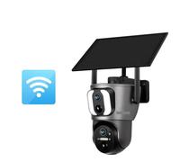 Telecamera solare a doppio schermo 2K Sim esterna 4G Rilevamento Humam PIR Monitoraggio automatico Telecamere di sicurezza con collegamento intelligente Installazione semplice(WiFi Version No Card)