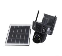 Telecamera solare per esterni wireless 4K, doppia lente PTZ a 360°, rilevamento del movimento PIR, visione a colori, impermeabile IP66, alimentazione a batteria, 2,4 G, CCTV wireless per il