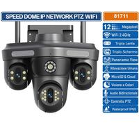 TELECAMERA SPEED DOME PTZ IP NETWORK 12MP CON TRE LENTI TRE SCHERMI IP65