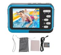Telecamera Subacquea 4K, Fotocamera Impermeabile a Doppio Schermo Ad Alta Definizione da 48 MP con Messa a Fuoco Automatica, Profondità 11FT Fotocamera Selfie con profondità (BLUE)
