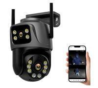 Telecamera Wi-Fi a 360° con doppio obiettivo IP66 Protezione di sicurezza 8MP 4K Wireless Outdoor Rilevamento umano Videosorveglianza PTZ(4K 8MP NO Card)