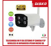 TELECAMERA WI FI DA ESTERNO IP CAMERA P2P WIRELESS IR INFRAROSSI IPCAM MICRO SD