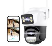 Telecamera Wi-Fi Esterno 2.4G WiFi PTZ Dual Lens Home Security Cameras Linkage 360°View 4MP Plug-in Cable Two-Way Talk,AI Detection,Full-Color Night Vision,Auto Tracking,24/7 Recording,Supporta Alexa