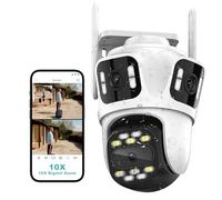 Telecamera Wi-Fi Esterno 2.4G WiFi PTZ Dual Lens Home Security Cameras Linkage 360°View 4MP Plug-in Cable Two-Way Talk,AI Detection,Full-Color Night Vision,Auto Tracking,24/7 Recording,Supporta Alexa