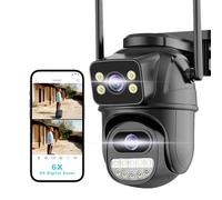 Telecamera Wi-Fi Esterno 2.4G WiFi PTZ Dual Lens Home Security Cameras Linkage 360°View 4MP Plug-in Cable Two-Way Talk,AI Detection,Full-Color Night Vision,Auto Tracking,24/7 Recording,Supporta Alexa