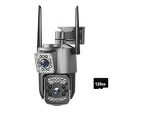 Telecamera WI-FI Esterno, 4MP 4K Dual Lens Outdoor Camera PTZ IP Cameras Night Vision Security Protection Wireless CCTV Net Video Surveillence(128g)