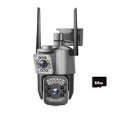 Telecamera WI-FI Esterno, 4MP 4K Dual Lens Outdoor Camera PTZ IP Cameras Night Vision Security Protection Wireless CCTV Net Video Surveillence(64g)