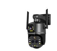 Telecamera Wi-Fi Esterno, Telecamera 8K for esterni Zoom 20X Telecamera di sicurezza a doppio schermo a quattro lenti PTZ Monitor CCTV Telecamera di sorveglianza con tracciamento automatico per la sic