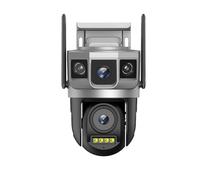 Telecamera WI-FI Esterno, Telecamera IP WiFi 4MP 6K Doppio Obiettivo Triplo Schermo Smart Network Wireless Monitor Protezione di Sicurezza CCTV Telecamere Domestiche(No Card)