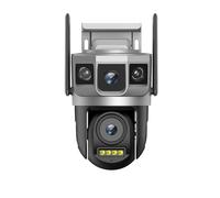 Telecamera WI-FI Esterno, Telecamera IP WiFi 4MP 6K Doppio Obiettivo Triplo Schermo Smart Network Wireless Monitor Protezione di Sicurezza CCTV Telecamere Domestiche(WiFi Cam No Card)
