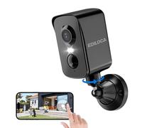 Telecamera WiFi Interno/Esterno, Videocamera Sorveglianza 2K 3MP Senza Fili Batteria Ricaricabile, Rotazione 300°, Rilevamento Umano PIR, Visione Notturna a Colori, Impermeabile IP65-Black